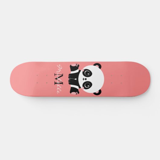 Monogram Cute Sitting Panda Personeelszalm Persoonlijk Skateboard (Horizontaal)