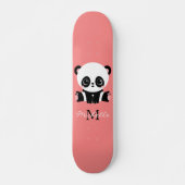 Monogram Cute Sitting Panda Personeelszalm Persoonlijk Skateboard (Voorkant)
