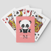 Monogram Cute Sitting Panda Personeelszalm Pokerkaarten (Achterkant)