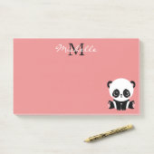 Monogram Cute Sitting Panda Personeelszalm Post-it® Notes (Op bureau)