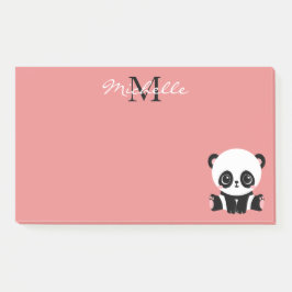 Monogram Cute Sitting Panda Personeelszalm Post-it® Notes