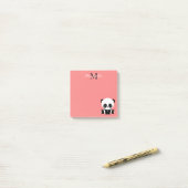 Monogram Cute Sitting Panda Personeelszalm Post-it® Notes (Op bureau)