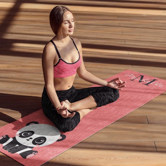 Monogram Cute Sitting Panda Personeelszalm Yogamat