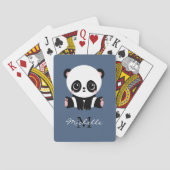 Monogram Cute Sitting Panda Persoonlijk Blauw Pokerkaarten (Achterkant)