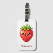 Monogram cute strawberry kawaii bagagelabel (Voorkant (verticaal))
