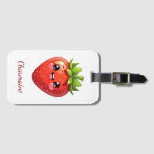Monogram cute strawberry kawaii bagagelabel (Voorkant (horizontaal))