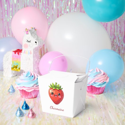 Monogram cute strawberry kawaii bedankdoosjes (Feest)