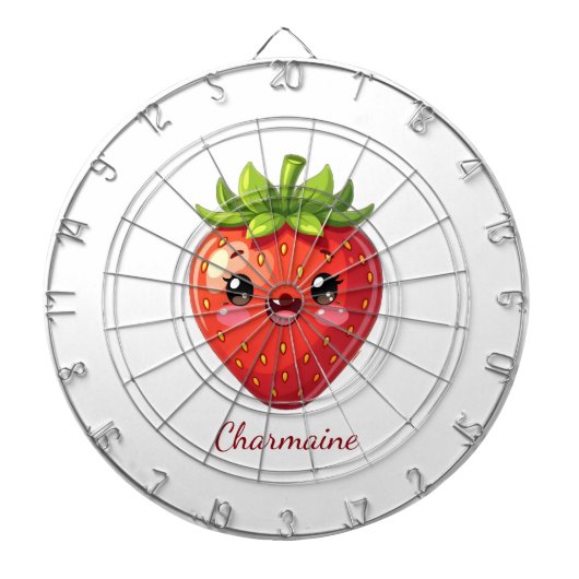 Monogram cute strawberry kawaii dartbord (Voorkant)