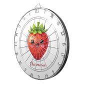 Monogram cute strawberry kawaii dartbord (Voorkant Rechts)