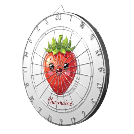 Monogram cute strawberry kawaii dartbord (Voorkant Rechts)