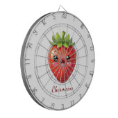 Monogram cute strawberry kawaii dartbord (Voorkant Links)