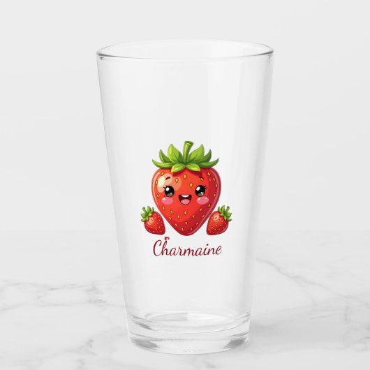Monogram cute strawberry kawaii glas (Voorkant)