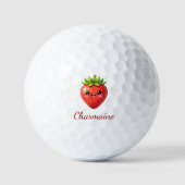 Monogram cute strawberry kawaii golfballen (Voorkant)