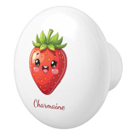 Monogram cute strawberry kawaii keramische knop