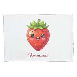 Monogram cute strawberry kawaii kussensloop