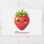Monogram cute strawberry kawaii voedselcontainer etiket (Enkel label)
