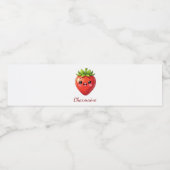 Monogram cute strawberry kawaii waterfles etiket (Enkel label)