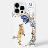 Monogram Cute Woodland Fox Waterverf Floral Name Case-Mate iPhone Case (Achterkant)