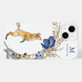 Monogram Cute Woodland Fox Waterverf Floral Name Case-Mate iPhone Case (Achterkant (horizontaal))