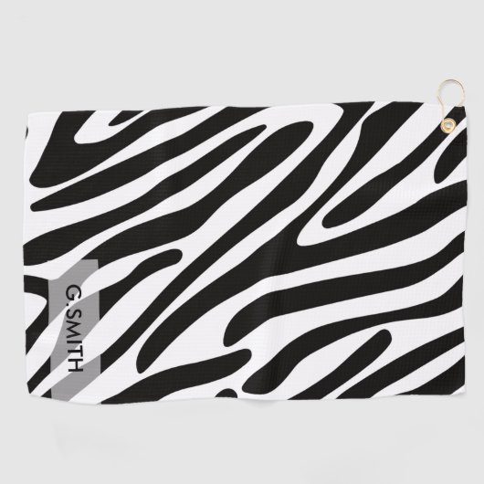 Monogram: Cute Zebra Stripes Safari Pattern. Golfhanddoek (Horizontaal)
