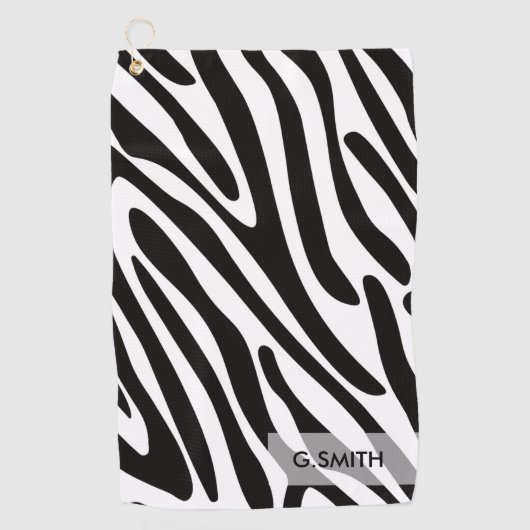 Monogram: Cute Zebra Stripes Safari Pattern. Golfhanddoek (Voorkant)
