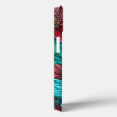 Monogram, cyaan blauw, rood, grillige bloemen Case-Mate iPhone case (Achterkant / Rechts)