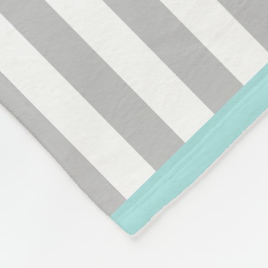 Monogram Cyaan Gray & White Striped Fleece Blanket (Hoek)