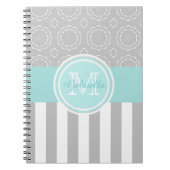 Monogram cyaan, grijs en wit, strips/motif-laptop notitieboek (Voorkant)