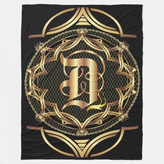 Monogram D AANGEPAST om achtergrondkleur te wijzig Fleece Deken (Voorkant)