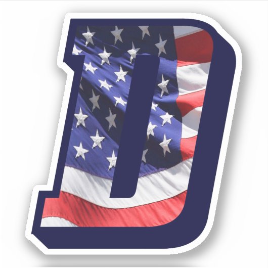 Monogram D Amerikaanse vlag D Initiaal Verenigde S Sticker (Voorkant)