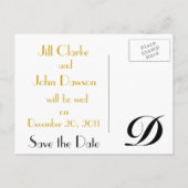 Monogram D Bewaar de datum Kaart Gold Black White (Achterkant)