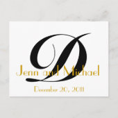 Monogram D Bewaar de datum Kaart Gold Black White (Voorkant)
