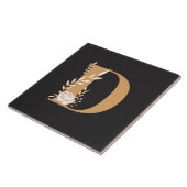 Monogram D  bloemmotief Tegeltje (Zijkant)