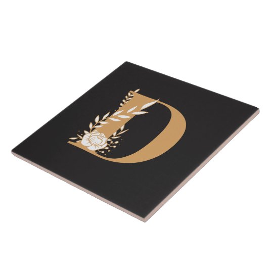 Monogram D  bloemmotief Tegeltje (Zijkant)