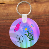 Monogram D Bloemvlinder Sleutelhanger (Voorkant)