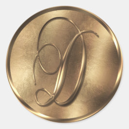 Monogram D Bronze Wedding Invitation Holiday Ronde Sticker