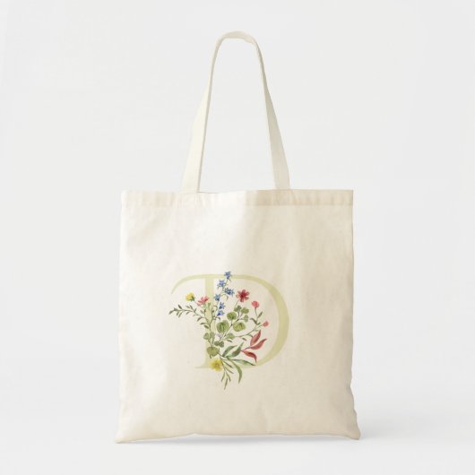 monogram D bruiloft bloemenzomer Vrijgezellenfeest Tote Bag (Voorkant)