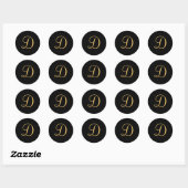 Monogram D, gouden initiaal D script Ronde Sticker (Vel)