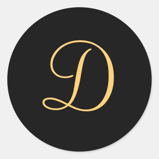 Monogram D, gouden initiaal D script Ronde Sticker (Voorkant)