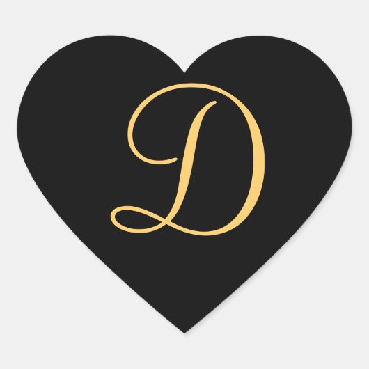 Monogram D, goudkleurig initiaal D script Hart Sticker (Voorkant)