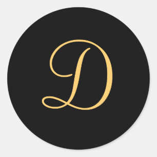 Monogram D, goudkleurig initiaal D script Ronde Sticker