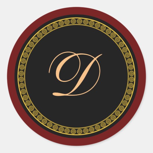 Monogram "D" goudkleurig script Ronde Sticker (Voorkant)