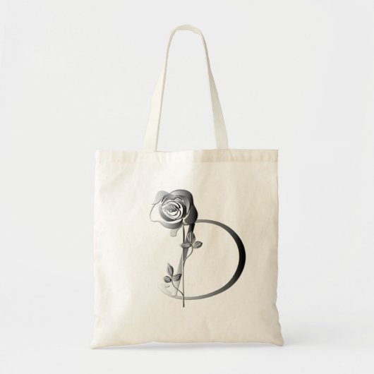 Monogram D handgeschreven met Roos Tote Bag (Voorkant)