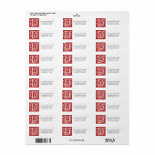 Monogram D Harten Rood Witte bruiloft Kleuren Teru Etiket (Full Sheet)