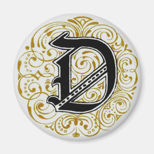 Monogram "D" in goud - Magnet