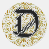 Monogram ‘D’ in goud - Sticker (Voorkant)
