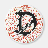 Monogram "D" in rood - Magnet (Voorkant)