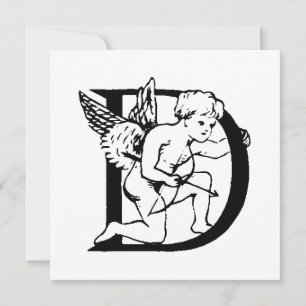 Monogram D Initiaal zwart-wit Cupid Patroon