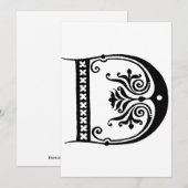 Monogram D Initiaal zwart-wit Feestdagenkaart (Voorkant / Achterkant)