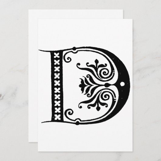 Monogram D Initiaal zwart-wit Feestdagenkaart (Voorkant / Achterkant)